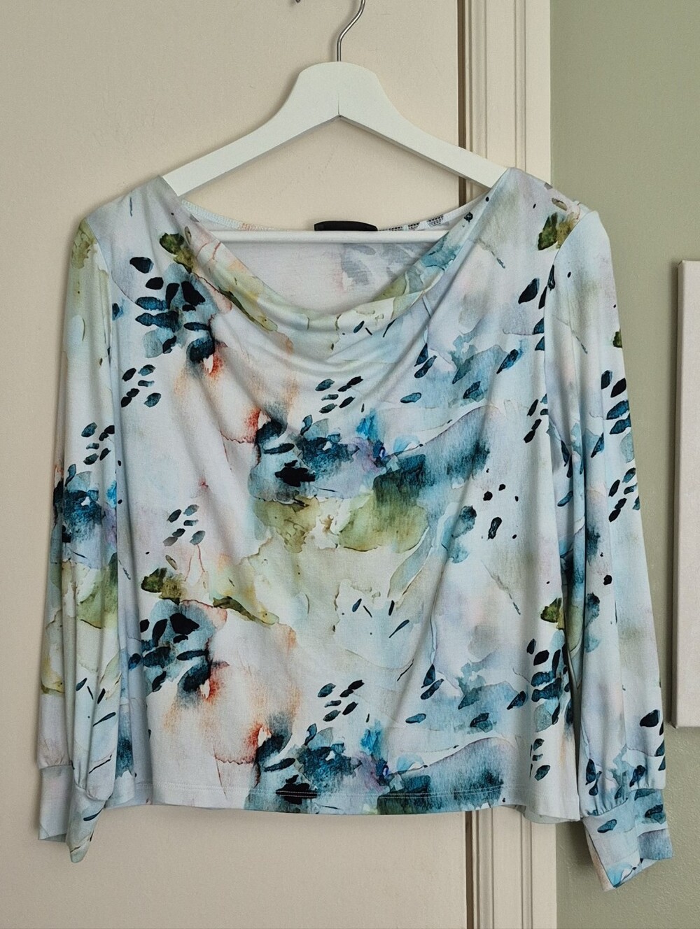 EUC Miik Cowl Neck Blouse, Watercolour Floral, SP